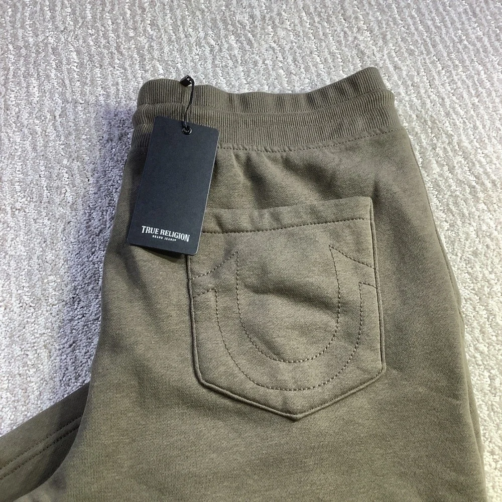 True Religion Brown Horseshoe Embroidered Straight Leg Sweatpants Size M NWT